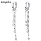 Женские длинные серьги-кольца Fanqieliu, Подарочные ювелирные украшения из стерлингового серебра 925 пробы с подвеской в виде звезды, 3 шт. в коробке, FQL20465