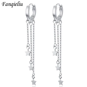 Женские длинные серьги-кольца Fanqieliu, Подарочные ювелирные украшения из стерлингового серебра 925 пробы с подвеской в виде звезды, 3 шт. в коробке, FQL20465