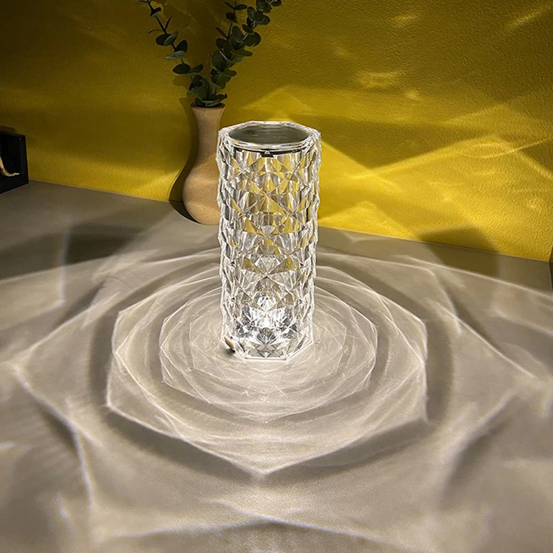 Crystal Table Lamp Rose Light Projector 16 Colors Adjustable Romantic Diamond Atmosphere USB Bedroom Touch Night C | Дом и сад