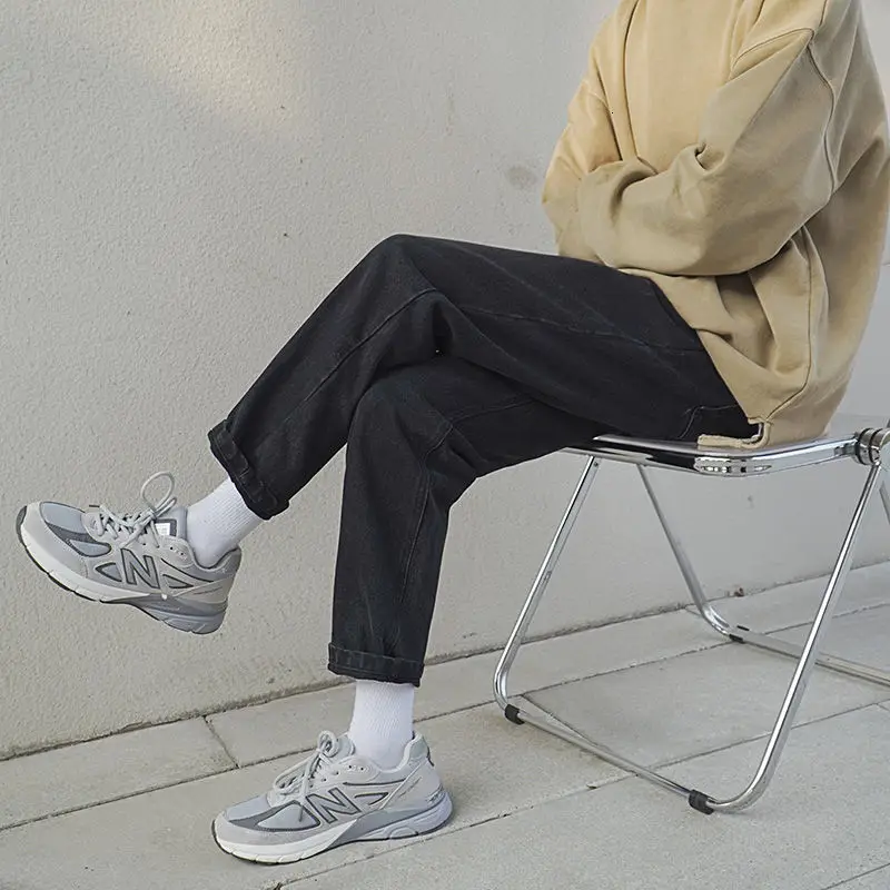 Spring Summer Cotton Jeans Men's Fashion Retro Casual Jeans Men Streetwear Korean Loose Hip-hop Straight Denim Trousers Mens