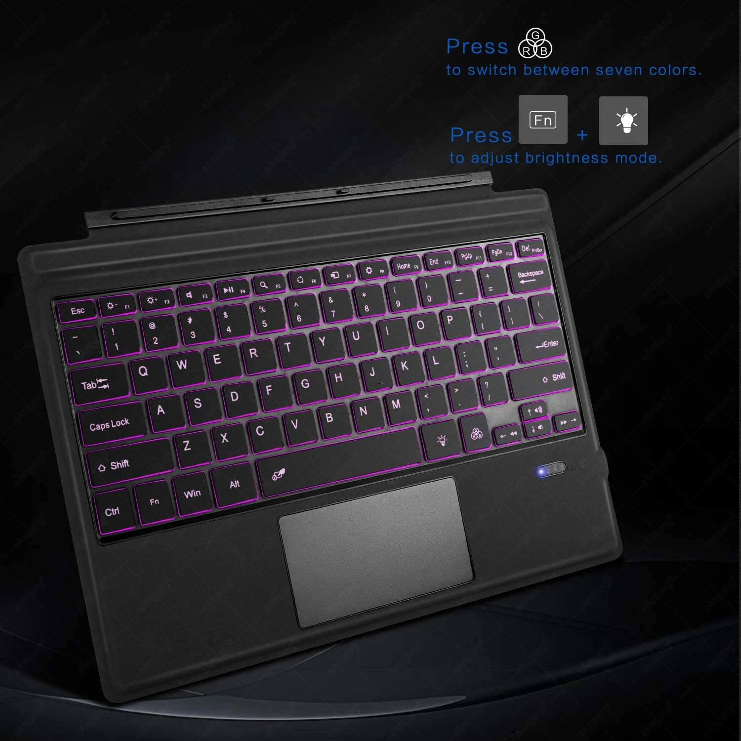for microsoft surface pro 3 4 5 6 7 turkish arabic hebrew russian spanish italian tablet wireless backlight touchpad keyboard free global shipping