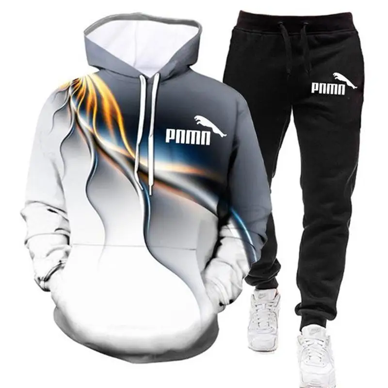 

2021 New Men's Football Suit Hoodie + Pants Two Pieces Of Casual Track Suit Men's Sportswear Gym Brand Clothing Sports Suit