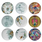 Тарелка с экваториальными джунглями дикое животное царство иллюстрация Тарелка декоративная висящая керамическая ваза ремесленный круглый поднос Тигр обезьяна попугай