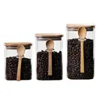 Kapmore 1 шт. банка для хранения продуктов стеклянный контейнер для хранения конфет зернистая банка с ложкой и крышкой кухонные принадлежности для хранения