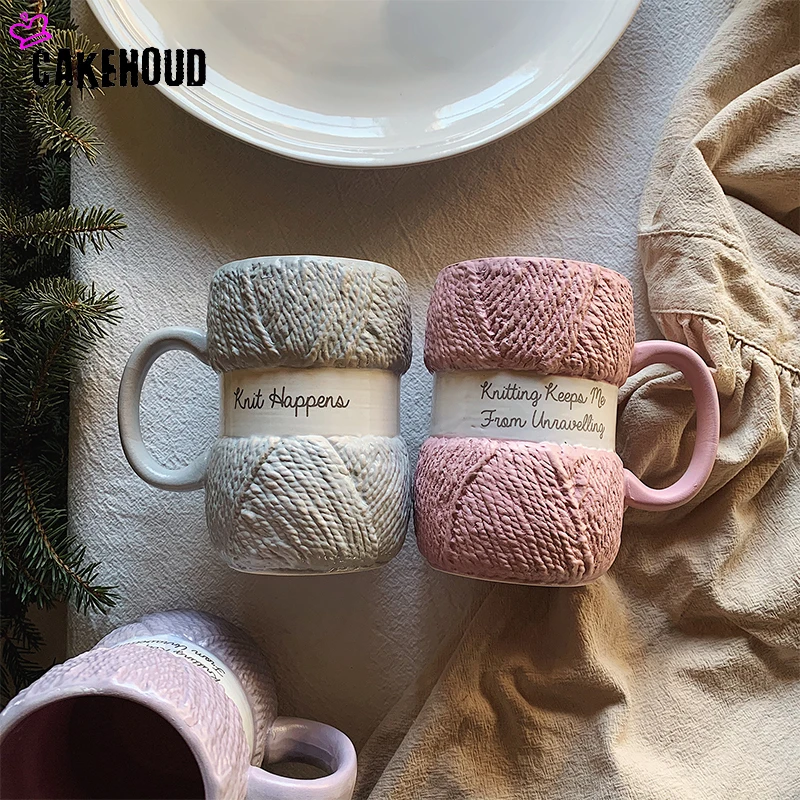 

Creative Wool Ball Ceramic Underglaze Mug Embossed Color Glaze Latte Coffee Cup Hand Made Milk Breakfast Cups Send To Friends