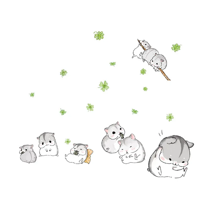 Симпатичные стикеры на стену в виде хомяка для детской комнаты Мультяшные