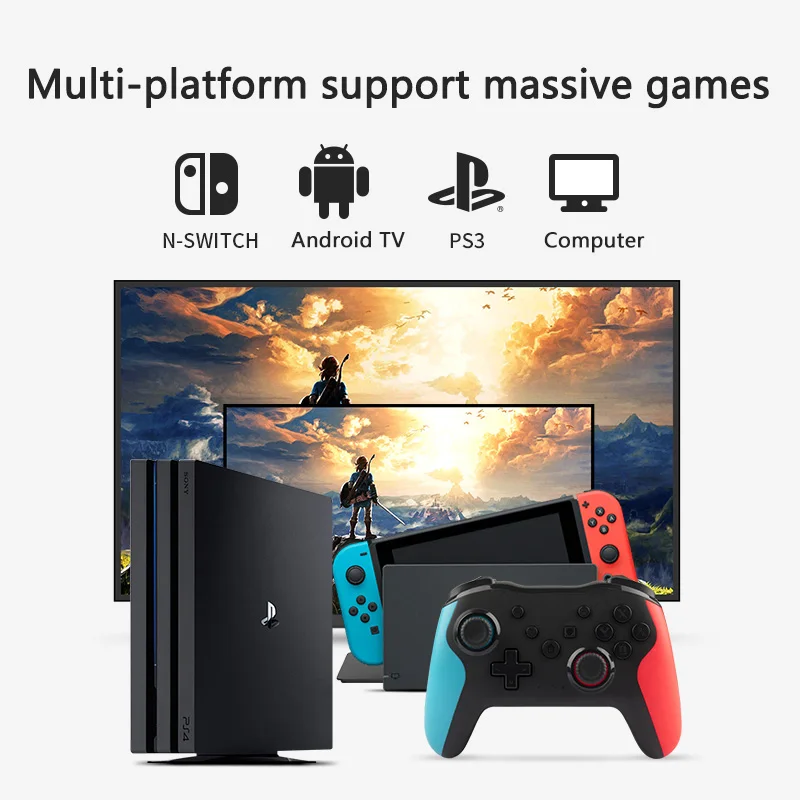 NS009 Bluetooth Game Controller Type-C Gamepad applies to N-Switch PS3 PC Android Games TURBO Six-axis Gyroscope And Vibration |