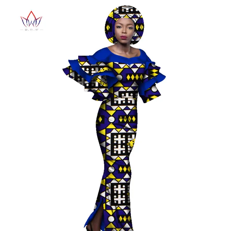 

African woman outfit Dashiki Cotton Dresses Africa Wax Ankara Print Floor-length dress Natural Plus Size Ladies Clothes WY2607