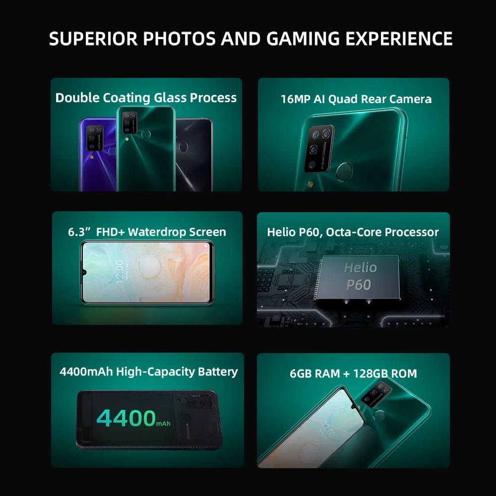 Смартфон Doogee N20 Pro мобильный телефон с четырёхкамерами 6 ГБ ОЗУ 128 Гб ПЗУ экран 3