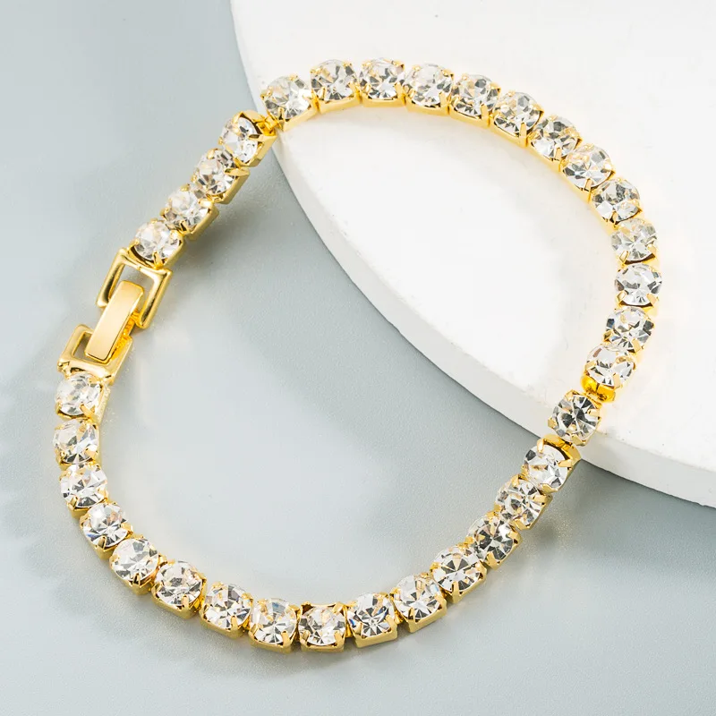 

New Fashion Luxury Full Crystals CZ Cuban Link Chain Bracelet for Women Men Gold Black Color Bling Rhinestone Bracelet Jewelry