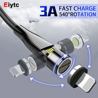 540%c2%b0 rotating 3a magnetic usb cable for iphone fast charging data sync type c micro usb cable for android mobile phone charger