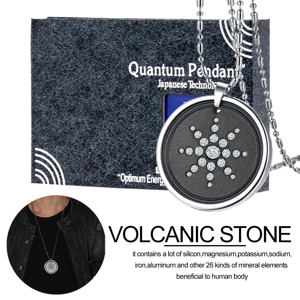 

New Arrival Japanese Quantum Volcanic Lava Stone Bio Energy Pendant Volcanic stone Stylish pendants for men women holiday gifts