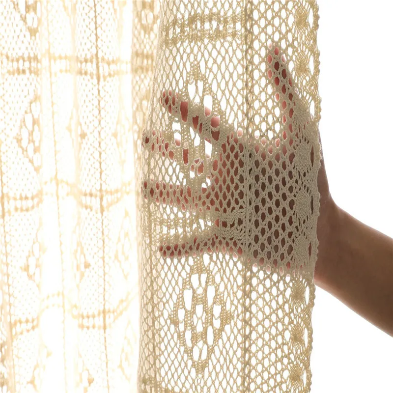 Полые занавески в стиле ретро затемняющие для окон вязаные кружева классический