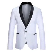 LUCLESAM – veste de costume à col contrasté pour homme, Simple, couture, pour fête de mariage, Performance sur scène, Blazer, blaser masculino  (4)