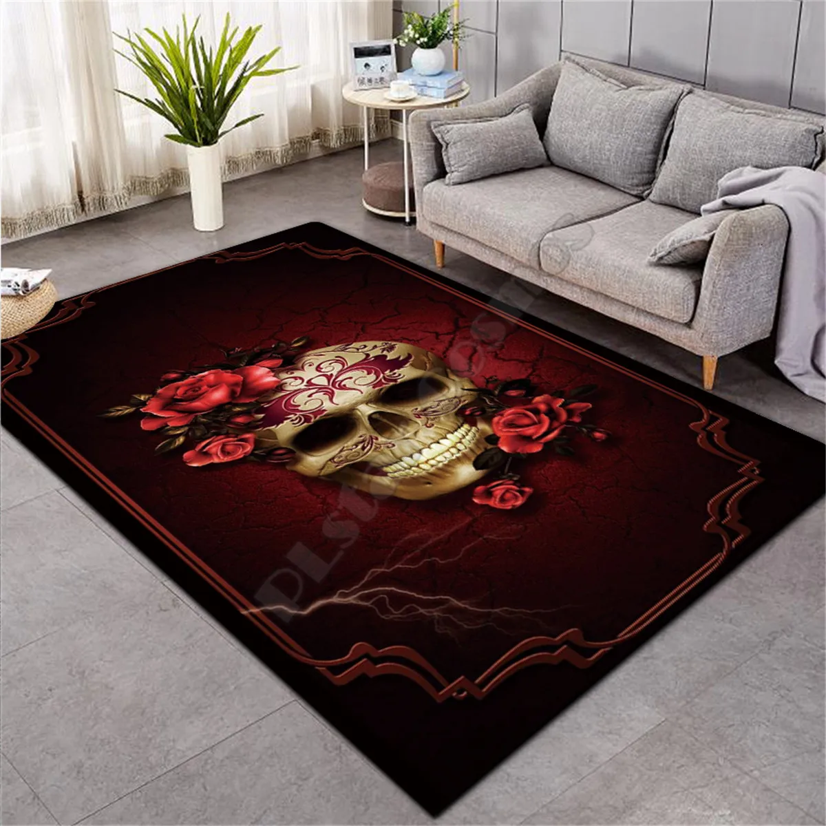 

Skull carpet Square Anti-Skid Area Floor Mat 3D Rug Non-slip Mat Dining Room Living Room Soft Bedroom Carpet style-05