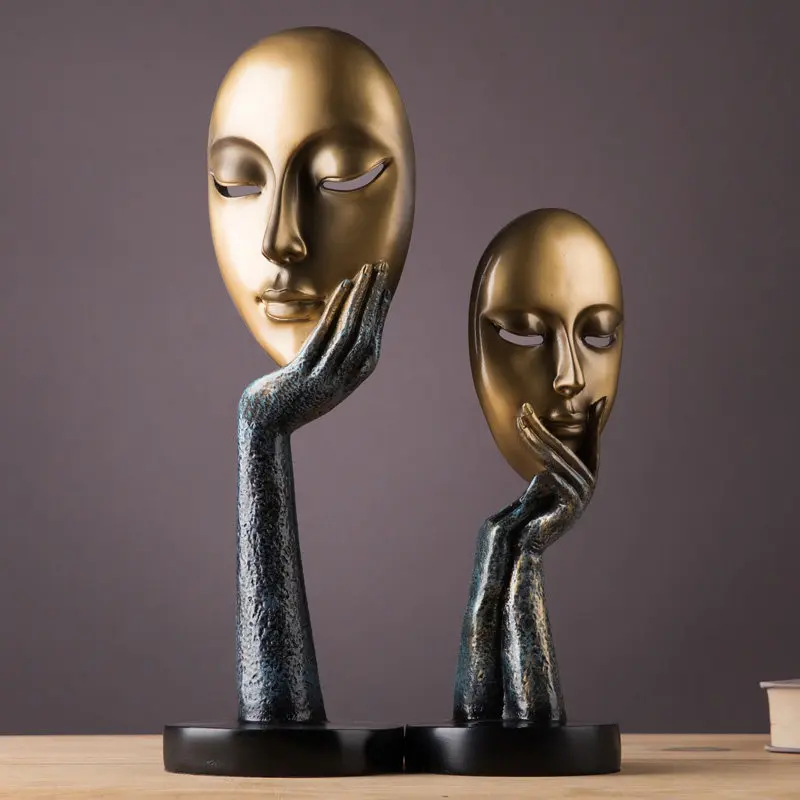 

European Resin Human Face Ornaments Craft Home Livingroom Table Furnishing Decoration Hotel Office Desktop Figurines Accessories