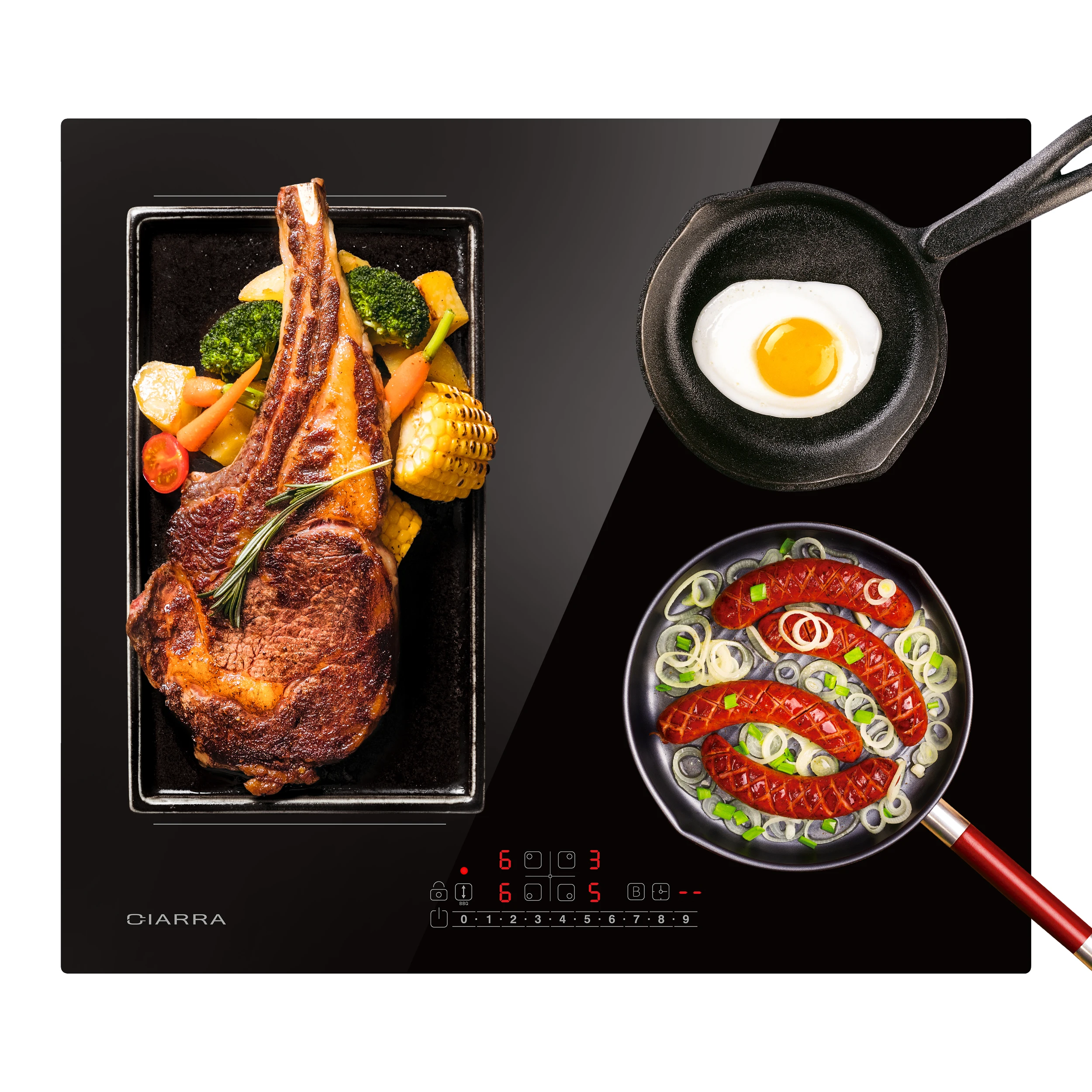 

CIARRA CBBIH4BF Induction Hob 4 Zones Booster Flex Zone Technology Tempered Glass with Sensor Slider Touch Control Child Safe