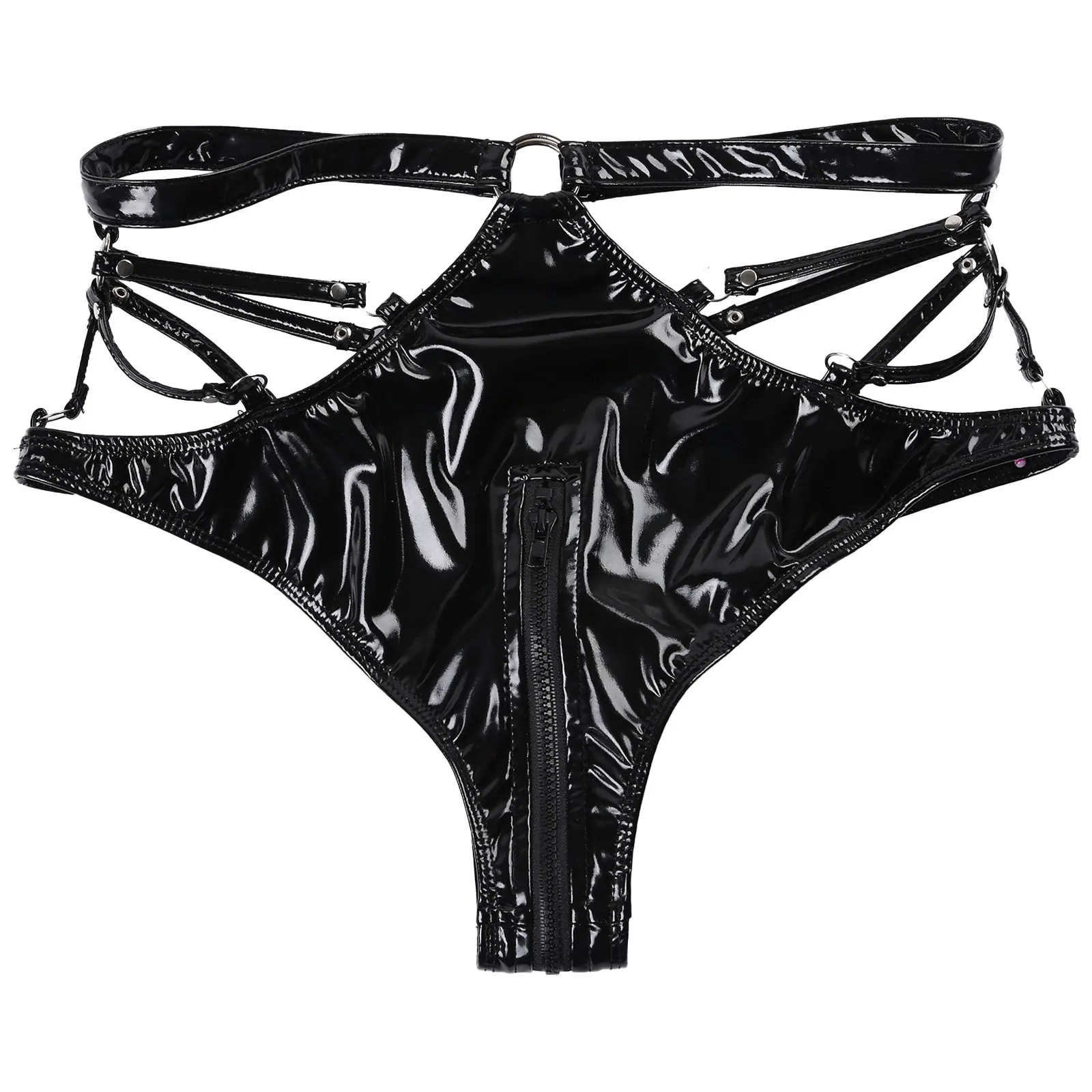 Женские Соблазнительные трусики кожаное нижнее белье с высокой талией О