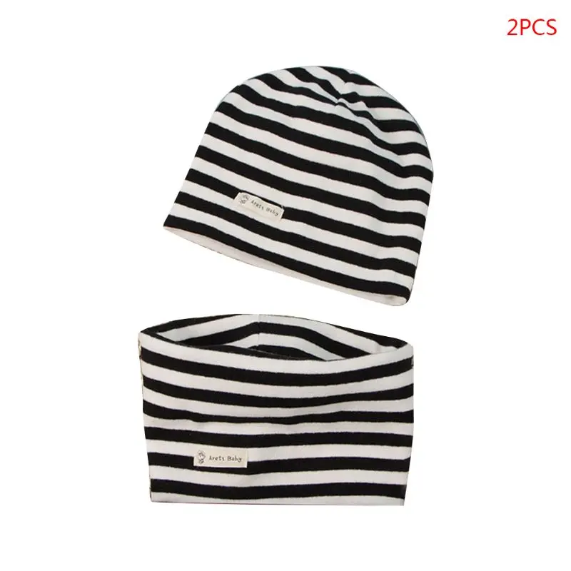 

Autumn Cotton Knit Children's Hat Collar 2Pcs Set Baby Kid Solid Color Scarf Cap New Dropship