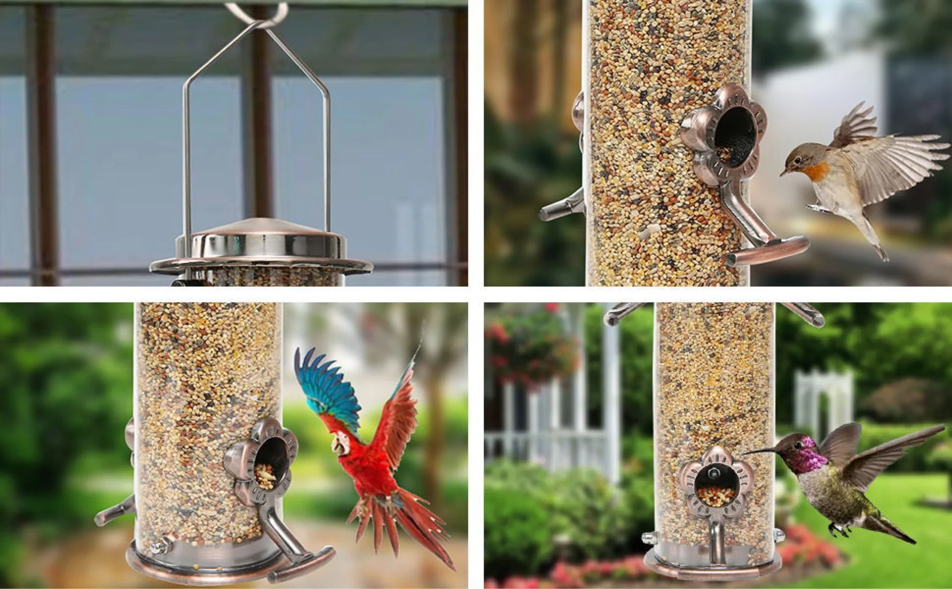 Automatic Bird Feeder Food Bowl Outdoor Vintage Garden Decoration Squirrel-Proof Close Nature Hanging Steel Metal Art Sensation images - 6