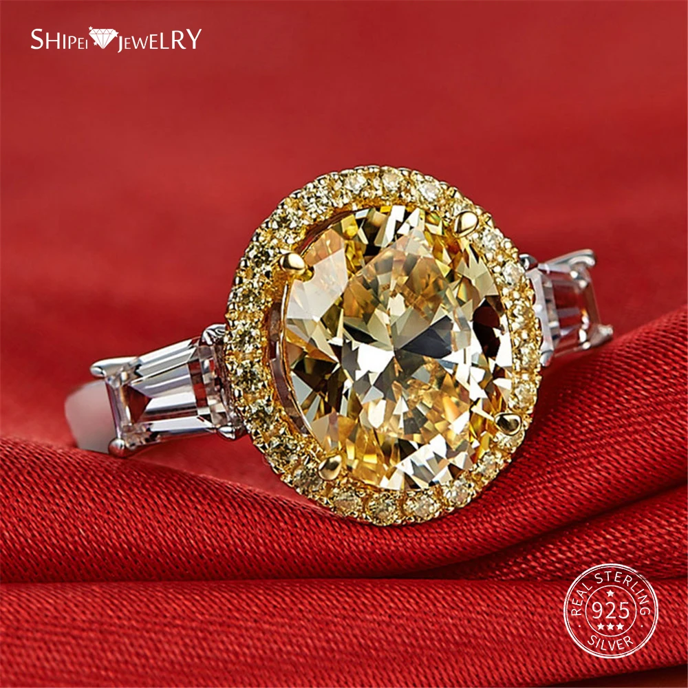 Женское кольцо из серебра 100% пробы с цитрином овальной формы|Кольца| |