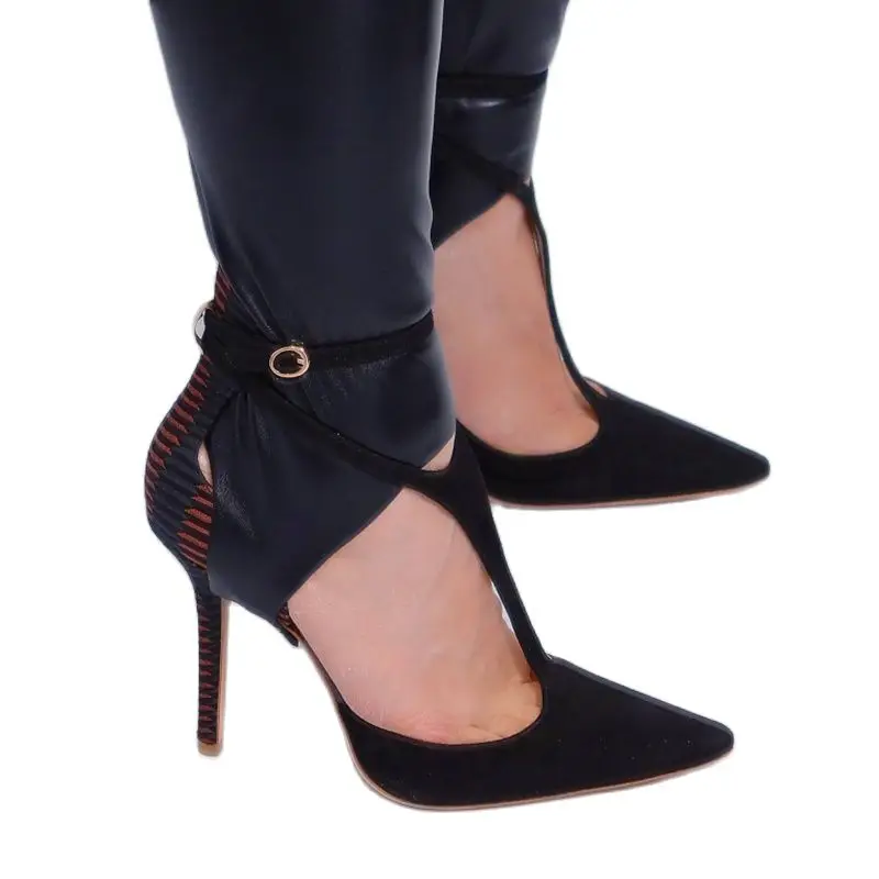 Faux Leather Leggings Boots Feet Pants Open Toe Simulation Leather PU Leather Black High Stretch 85cm VG19