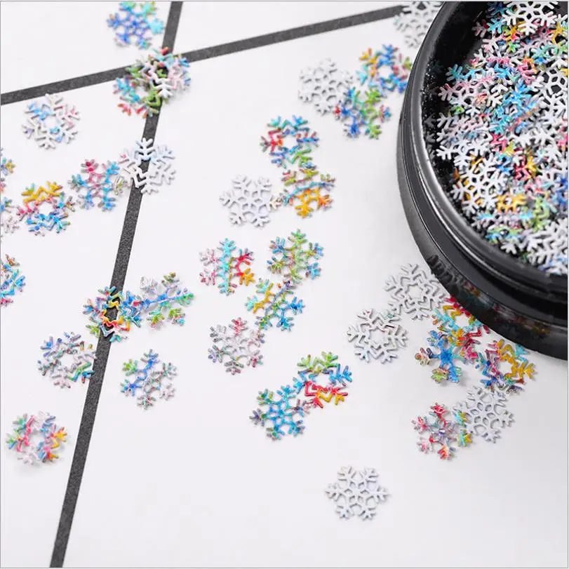 

1Bottle Hollow Out Gold Nail Glitter Sequins Snow Flakes Mixed Design Decorations for Nail Arts Pillette Nail Accessories T0073