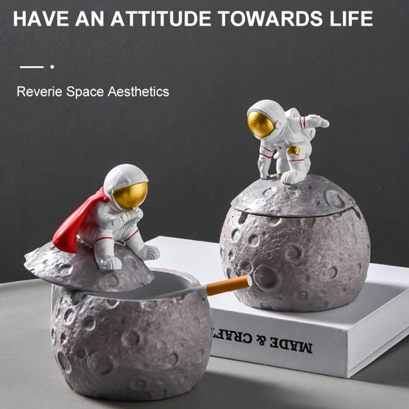 

Cartoon Creative Astronaut Lid Ashtray Cute Home Decoration Planet Astronaut Ornaments Household Daily Necessities