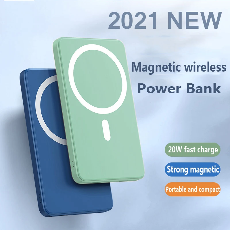 

New 10000mAh 15W Magnetic Wireless Power Bank For iPhone 12 13 Pro Max External auxiliary battery Mobile Phone Fast Charger