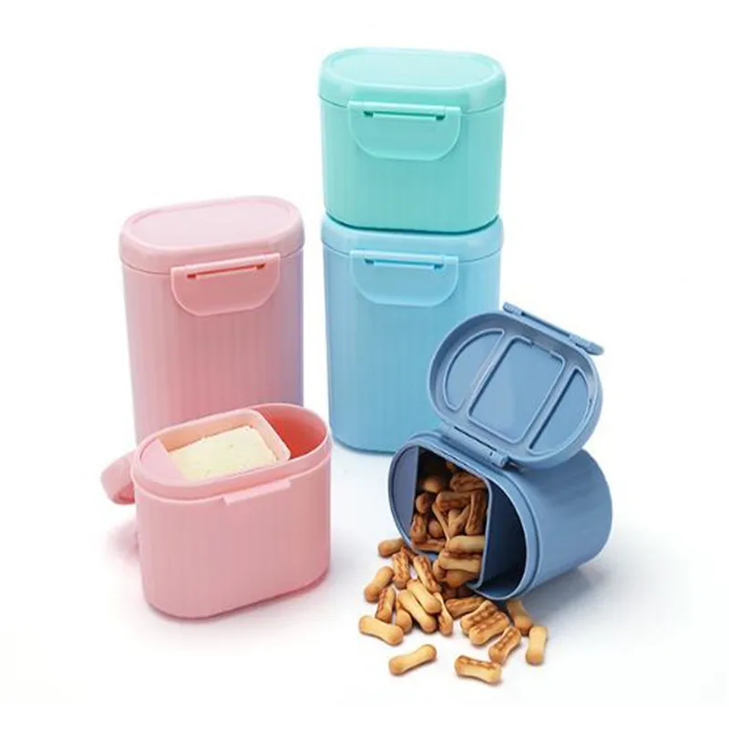 

Newborn Baby Milk Powder Container Box Travel Sealed Snacks Food Storage Box Two-lattices Infants Feeding Box 4 Colors Solid