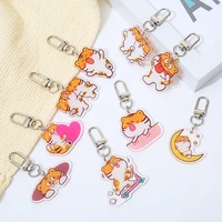 key chain cartoon acrylic double sided transparent tiger cute keychain pendant earphone accessories jewelry fashion customizable