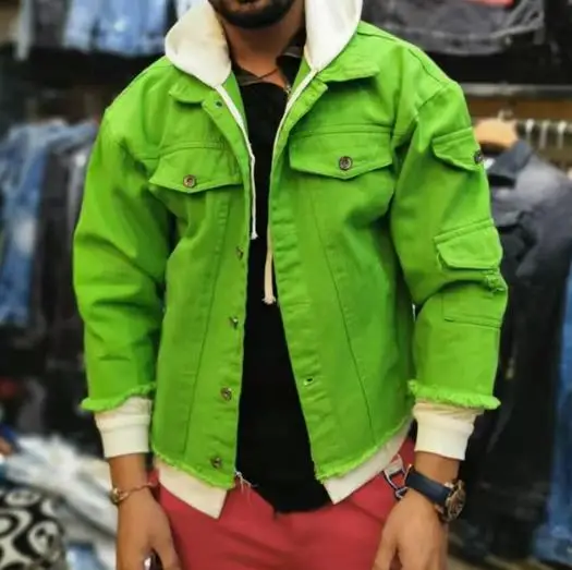 Куртка мужская джинсовая с капюшоном модная повседневная ковбойская куртка