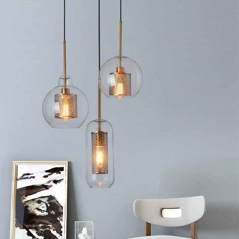 Современный подвесной светильник в скандинавском стиле со стеклянными шариками