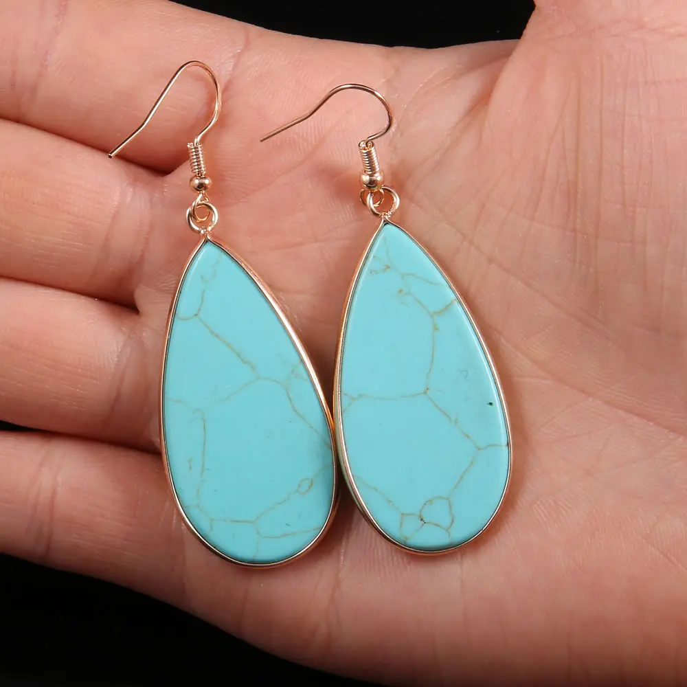 

2021 New Style Fashion Earrings Natural Stone Horse-Eye Shaped Semi-Precious Charms For Elegant Women Love Romantic Gift