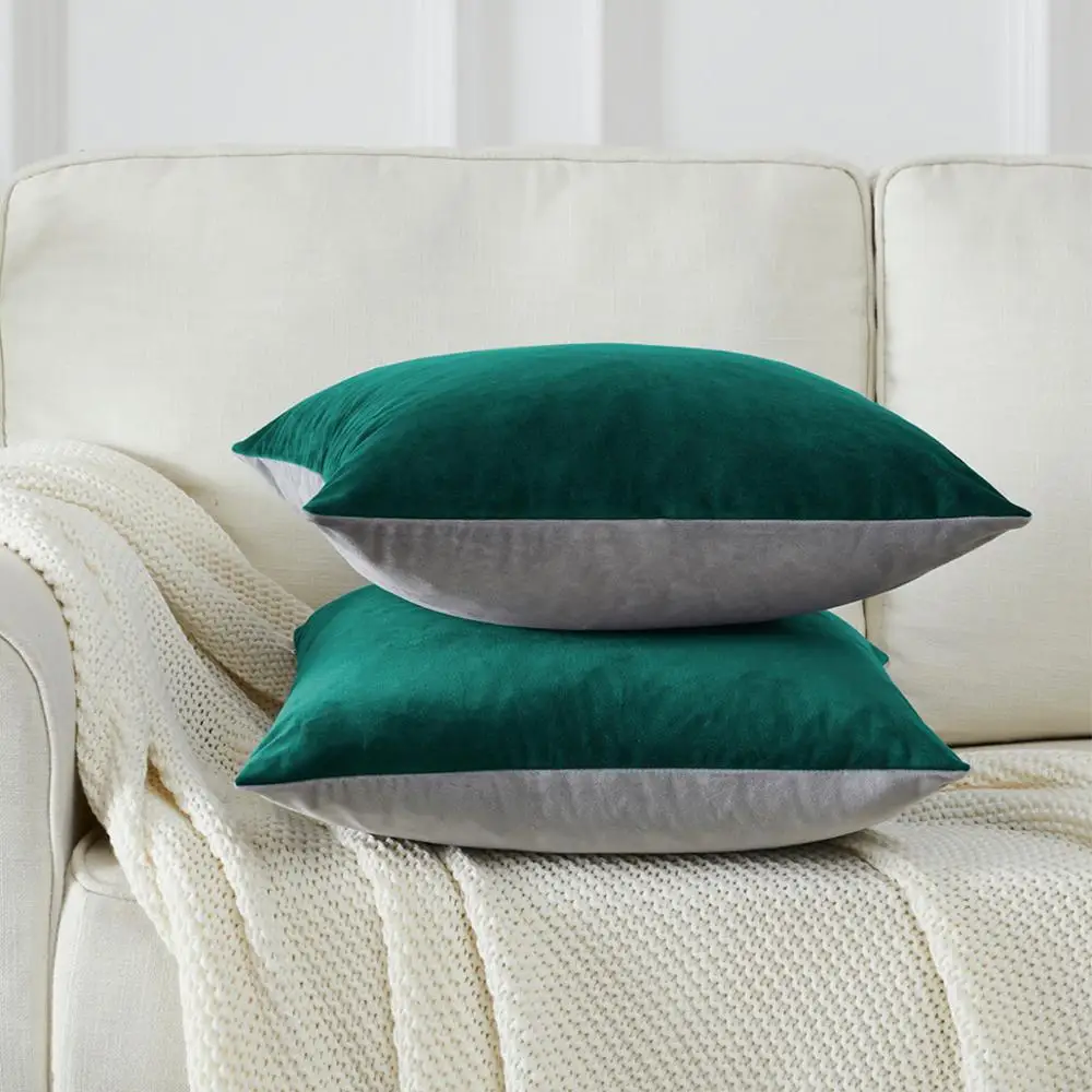 2 Colors Modern Solid Velvet Cushion Covers for Sofa Bed Couch Home Decor Throw Pillows Cases 45x45 Grey Pillowcases 18'' | Дом и сад