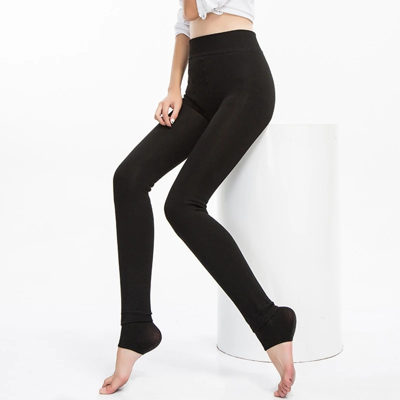 Леггинсы с высокой талией теплые штаны Зимние флисовые леггинсы черные зимние