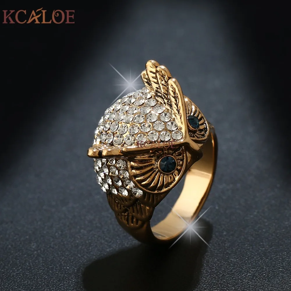 Кольцо с большой совой KCALOE кольцо из титана золотым и серебряным покрытием