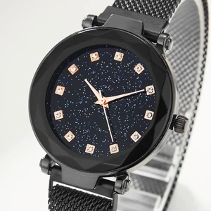 Goben New Luxury Shiny Women Quartz Watch Starry Fashion Simple Bracelet Ladies Watch Iron Watch Strap Casual