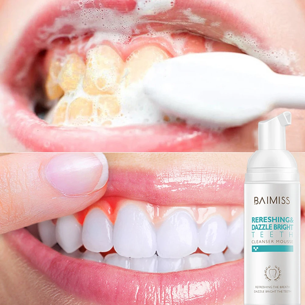 

BAIMISS Tooth Cleaning Mousse Toothpaste Teeth Whitening Fresh Shining Oral Hygiene Removes Plaque Stains Bad Breath Dental Tool