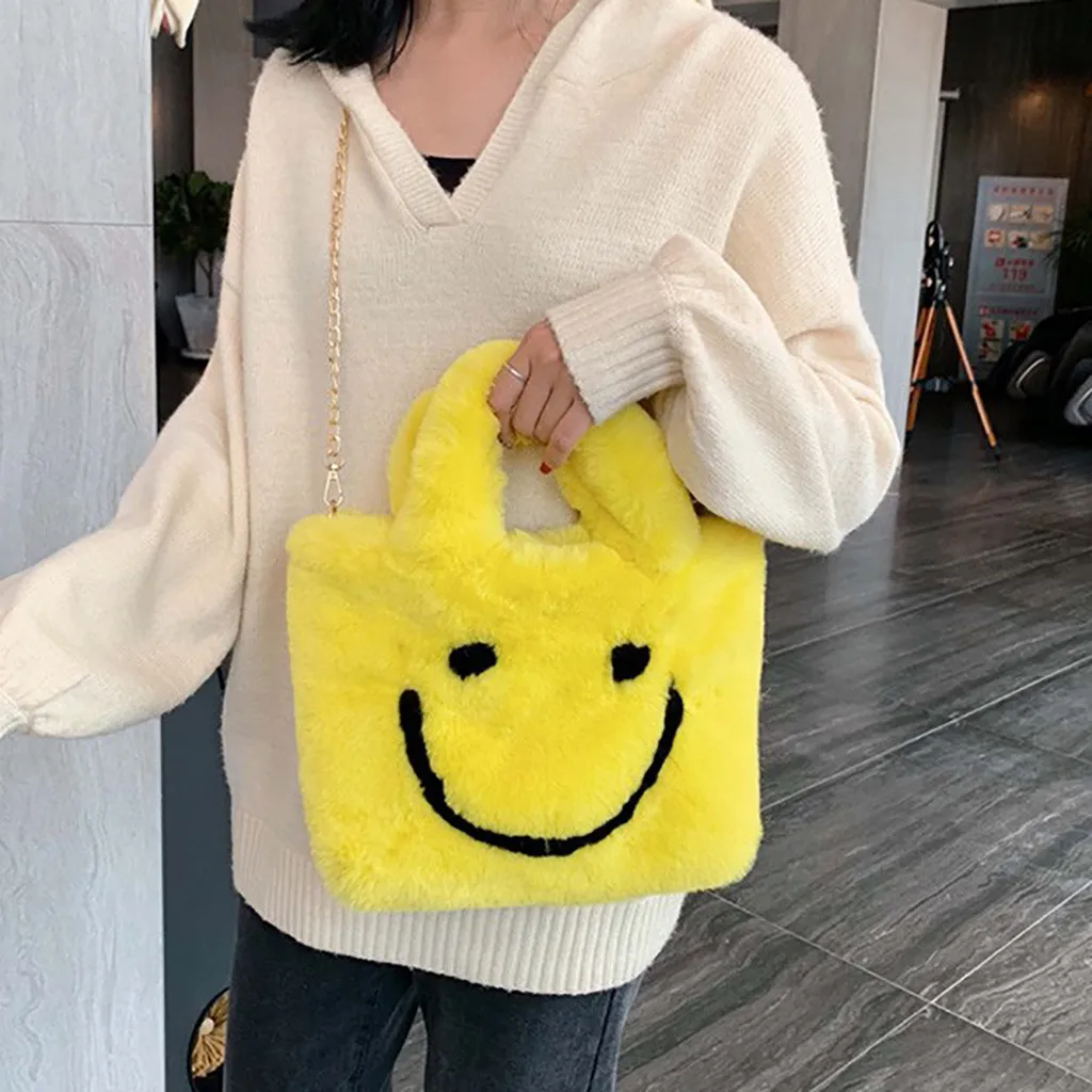 Autumn Winter Plush Shoulder Bag Small Size Cute Wild Handbags For Teens Girls High Quality Vintage Designer Messenger #A |