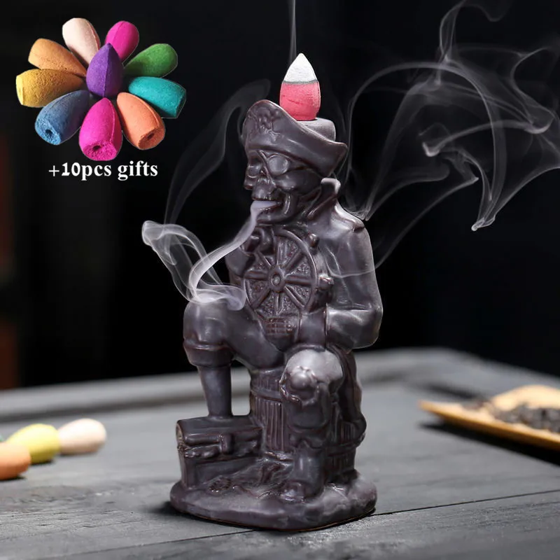 Керамическая курильница в виде черепа для мужчин креативная подставка