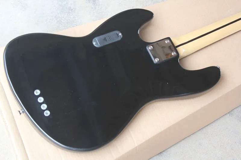 Заводской магазин черная 4 струнная бас гитара белая накладка Электрический джаз