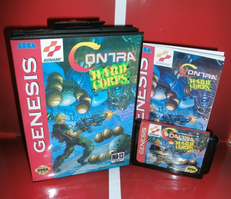 Жесткий корпус Contra в США чехол с коробкой и руководством для Sega Megadrive Genesis Игровая
