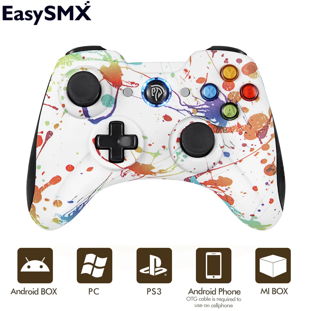 

EasySMX KC-8236 Gamepad Wireless Joystick For PC Controller PS3 Android TV Box Smartphone Vibration Turbo Control (Watercolor)