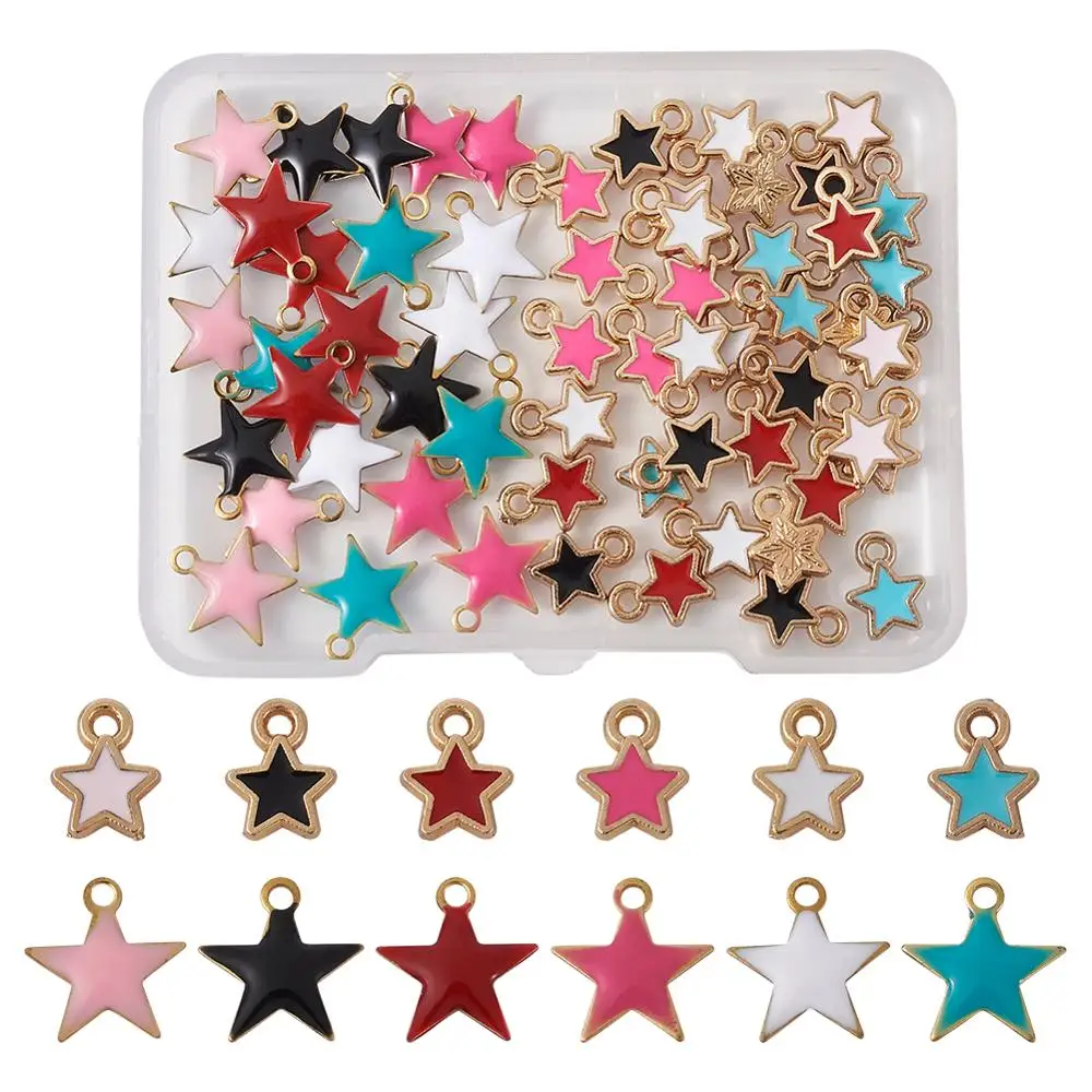 

1Box Mixed Color Alloy Enamel Charms Mini Stars Charms Pendant For DIY Bracelet Necklace Jewelry Making Finding Accessories