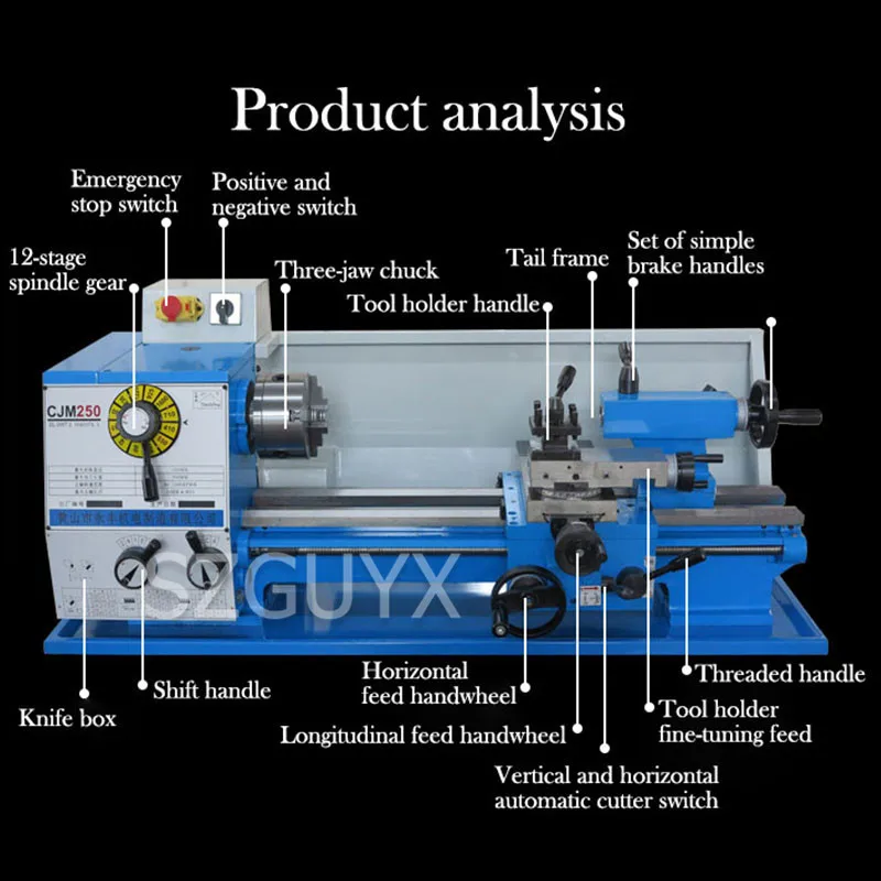 Desktop multifunctional variable speed lathe All metal gear household machine tools industry Woodworking machining tool | Инструменты