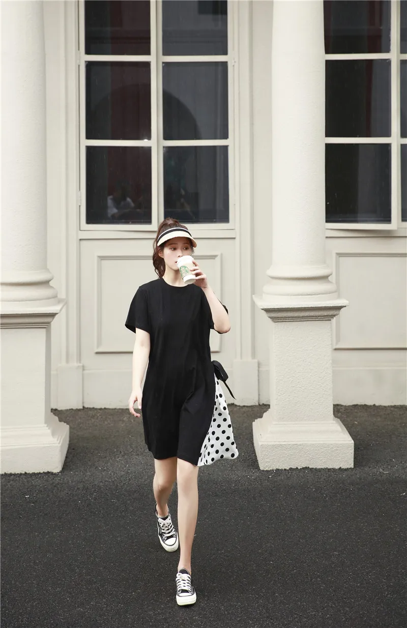Elegant Black Polka Dot Splice Fake Two Shirt Dress Women Short Sleeve Midi Long Dresses 2020 Summer New D9D009M | Женская одежда