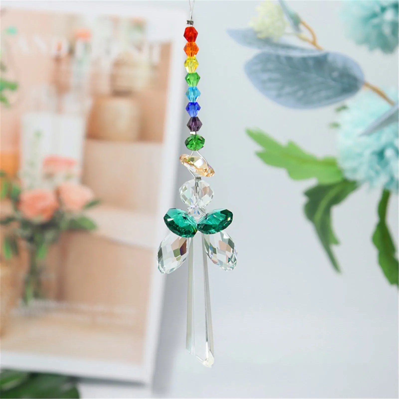 

1PCS Angel Crystal Suncatcher Window Hanging Pendent Feng Shui Healing Prism Sun Catcher Rainbow Maker For Home Garden Decor