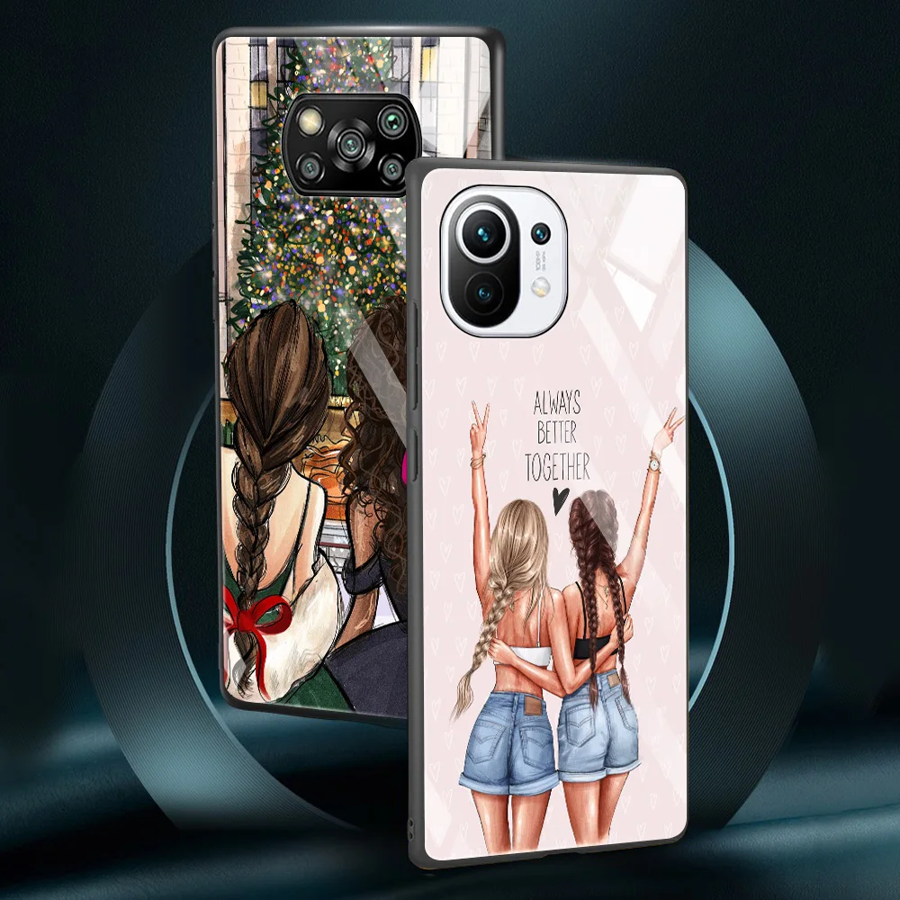 Чехол из закаленного стекла для девочек Bff Best Friends Forever чехол Xiaomi Poco X3 NFC 10T 11 Pro Lite