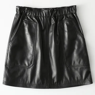 

2021 Women New Fashion Genuine Real Sheep Leather Skirt H47